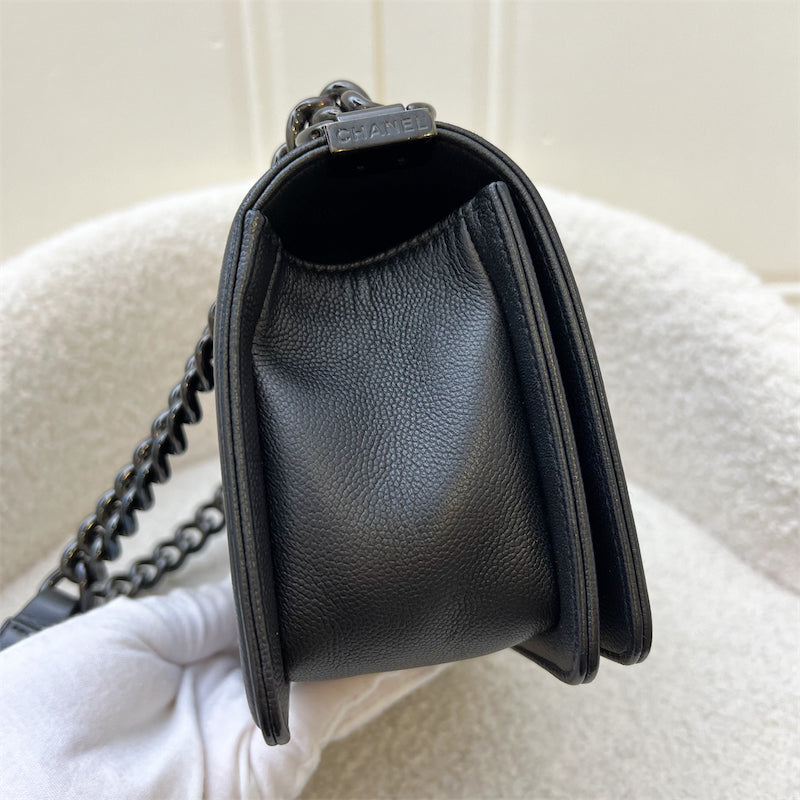 Chanel Small 20cm So Black Boy Flap in Black Caviar and Black HW