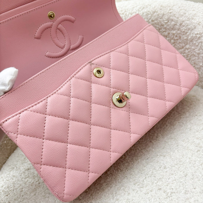 Chanel Small Classic Flap CF in 22C Sakura Pink Caviar LGHW