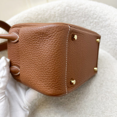Hermes Mini Lindy in Gold Clemence Leather and GHW