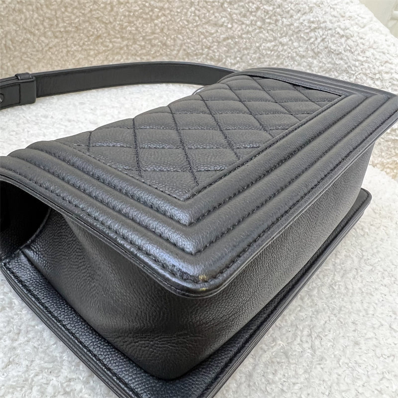 Chanel Small 20cm So Black Boy Flap in Black Caviar and Black HW