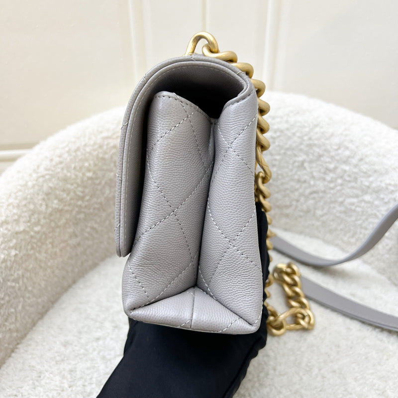 Chanel 21B Bracelet Handle Mini Flap in Grey Caviar and AGHW (Model: AS2711)