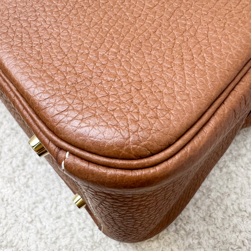 Hermes Mini Lindy in Gold Clemence Leather and GHW