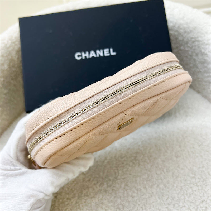 Chanel 22C Cosmetic Pouch in Light Beige Caviar in LGHW