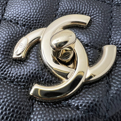 Chanel Medium 29cm Coco handle in Black Caviar, Burgundy Lizard Embossed Calfskin Handle and LGHW