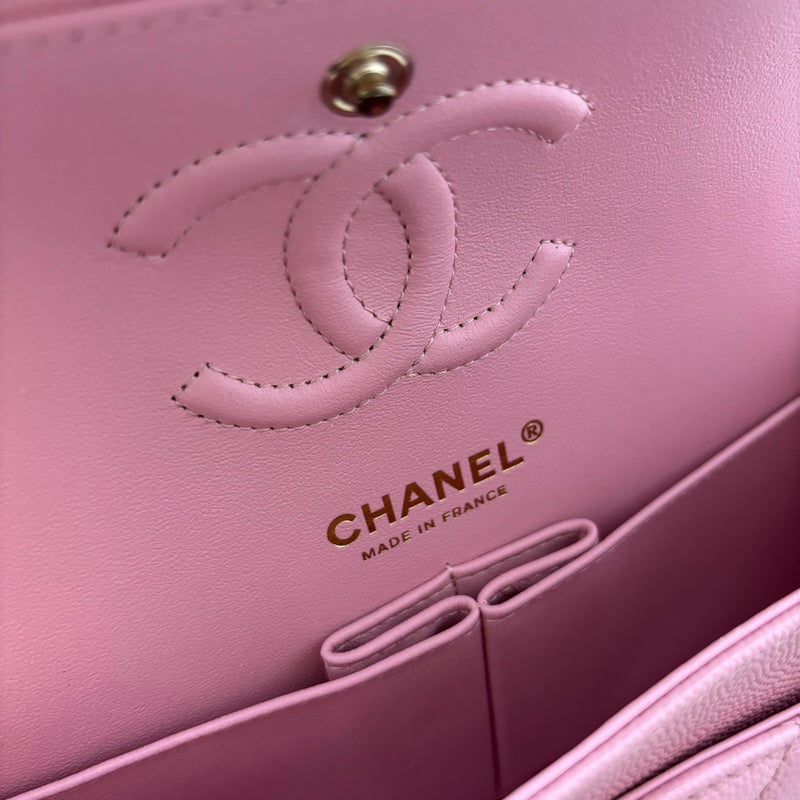 Chanel Small Classic Flap CF in 22C Sakura Pink Caviar LGHW