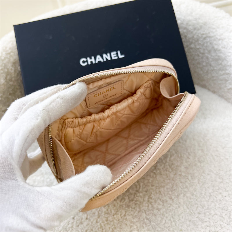 Chanel 22C Cosmetic Pouch in Light Beige Caviar in LGHW