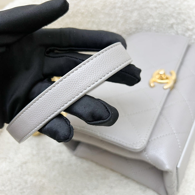 Chanel 21B Bracelet Handle Mini Flap in Grey Caviar and AGHW (Model: AS2711)