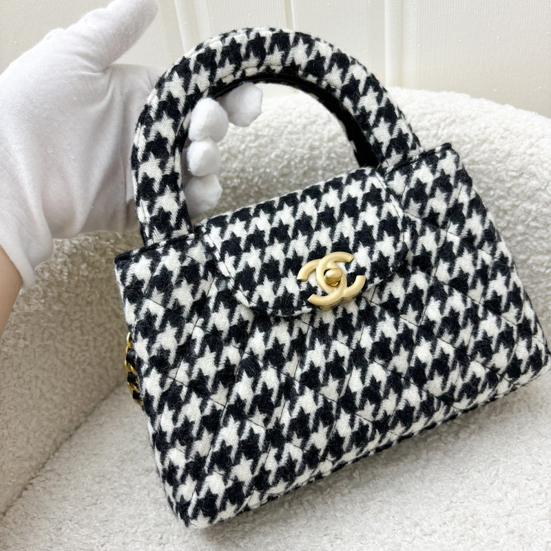 Chanel Mini / Small Kelly Bag in 24A Houndstooth Tweed and AGHW