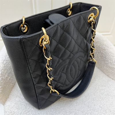 Chanel Petite Shopping Tote PST in Black Caviar and GHW