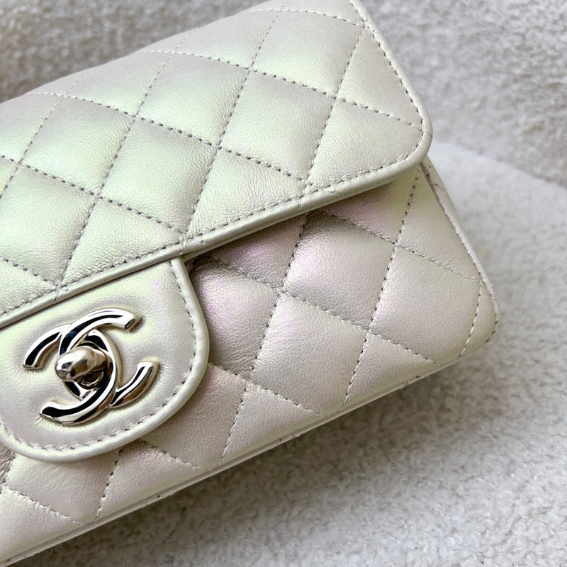 Chanel Classic Mini Rectangle Flap in 20B Iridescent Ivory Lambskin and LGHW