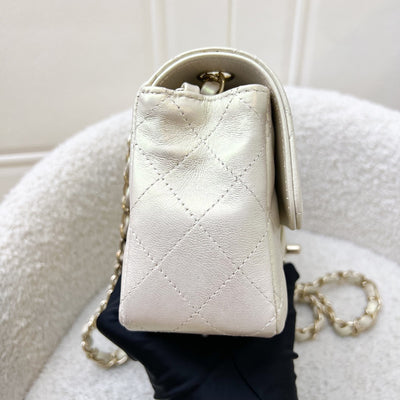 Chanel Classic Mini Rectangle Flap in 20B Iridescent Ivory Lambskin and LGHW