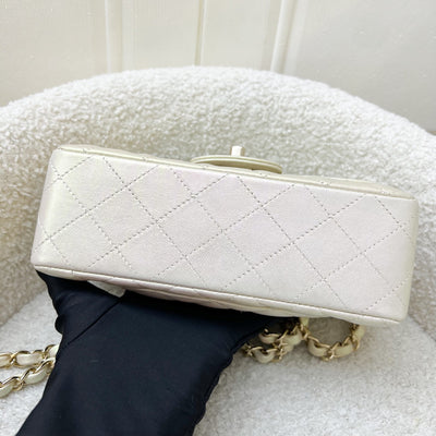 Chanel Classic Mini Rectangle Flap in 20B Iridescent Ivory Lambskin and LGHW