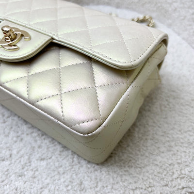 Chanel Classic Mini Rectangle Flap in 20B Iridescent Ivory Lambskin and LGHW
