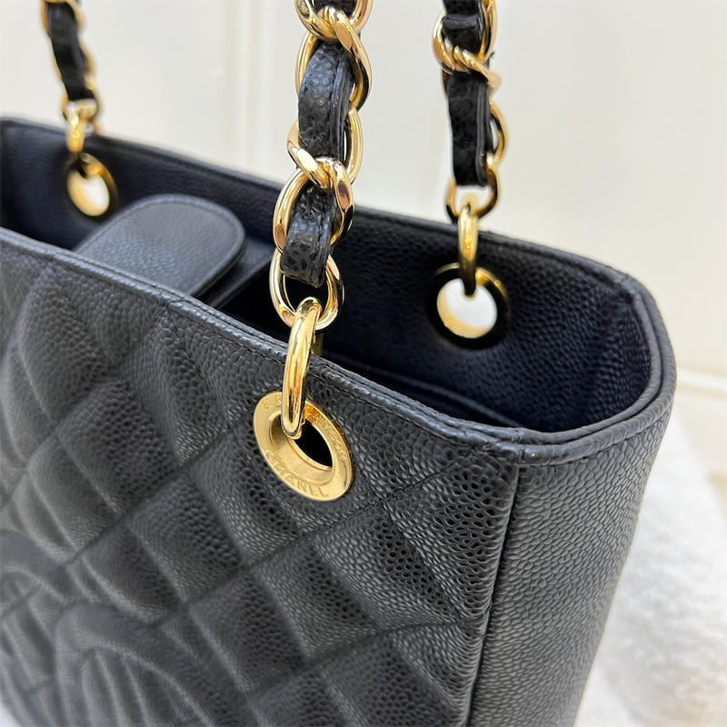 Chanel Petite Shopping Tote PST in Black Caviar and GHW