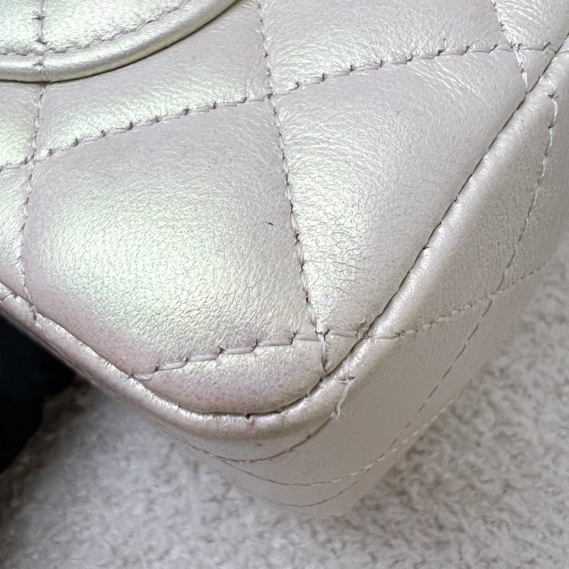 Chanel Classic Mini Rectangle Flap in 20B Iridescent Ivory Lambskin and LGHW