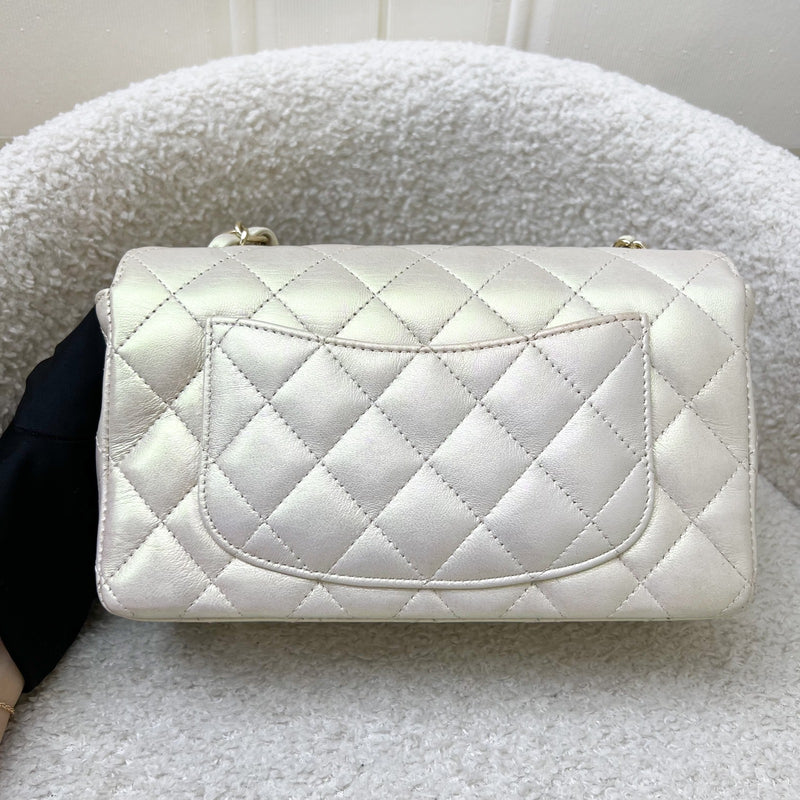 Chanel Classic Mini Rectangle Flap in 20B Iridescent Ivory Lambskin and LGHW