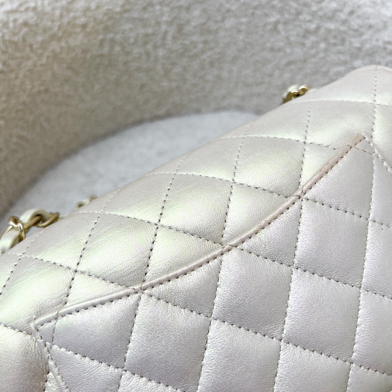 Chanel Classic Mini Rectangle Flap in 20B Iridescent Ivory Lambskin and LGHW