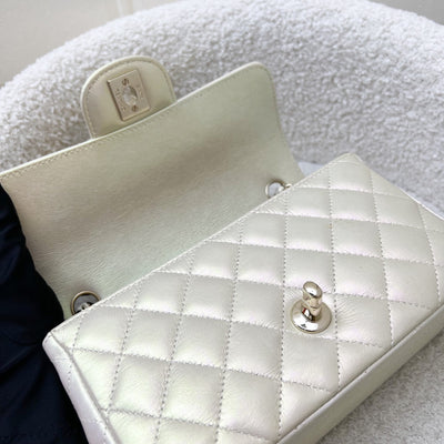 Chanel Classic Mini Rectangle Flap in 20B Iridescent Ivory Lambskin and LGHW