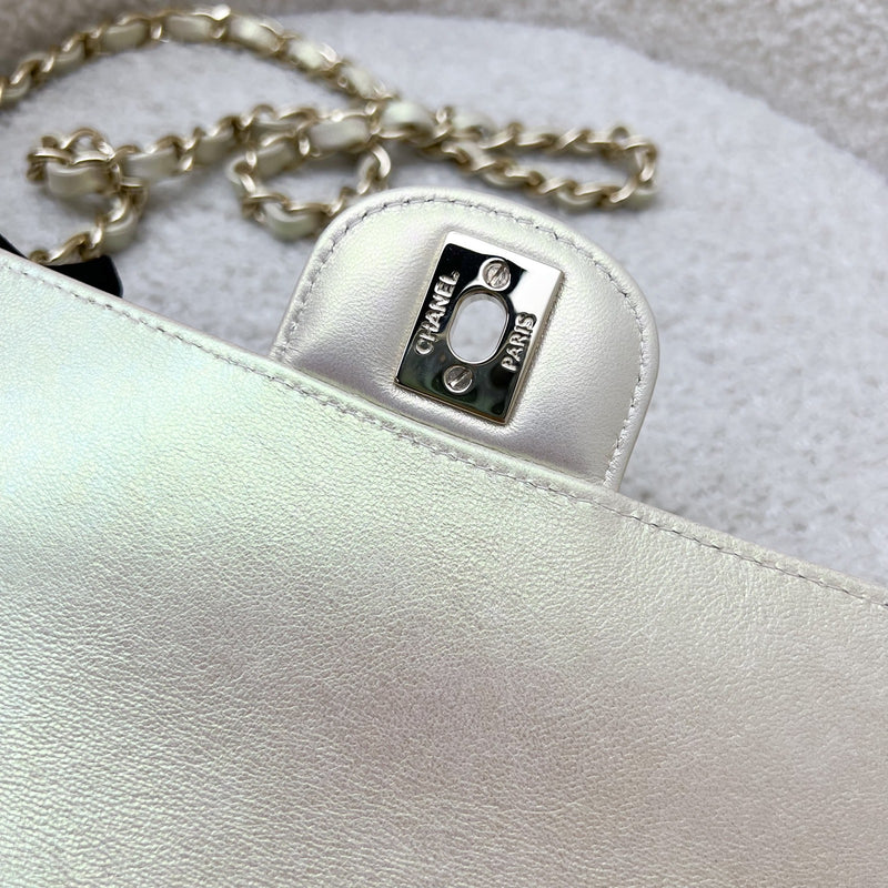 Chanel Classic Mini Rectangle Flap in 20B Iridescent Ivory Lambskin and LGHW