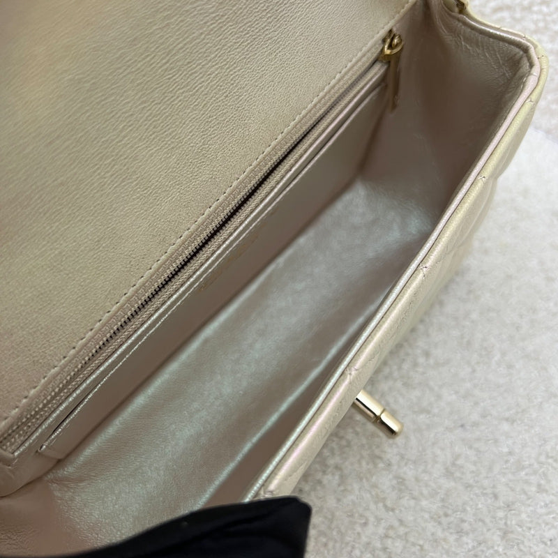 Chanel Classic Mini Rectangle Flap in 20B Iridescent Ivory Lambskin and LGHW