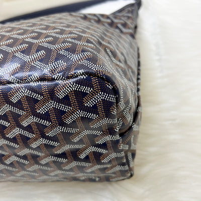 Goyard Boheme PM Hobo Bag in Bleu Marine Signature Goyardine Canvas with a Blue Heart Stamp on Pouch