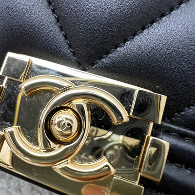 Chanel Micro Boy Flap in Black Chevron Quilted Lambskin and LGHW (Model: A67364)