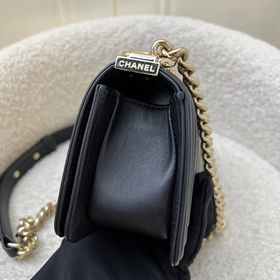 Chanel Micro Boy Flap in Black Chevron Quilted Lambskin and LGHW (Model: A67364)