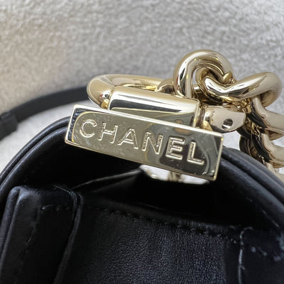 Chanel Micro Boy Flap in Black Chevron Quilted Lambskin and LGHW (Model: A67364)