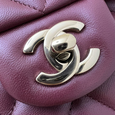 Chanel Small Classic Flap CF in Burgundy Lambskin and LGHW