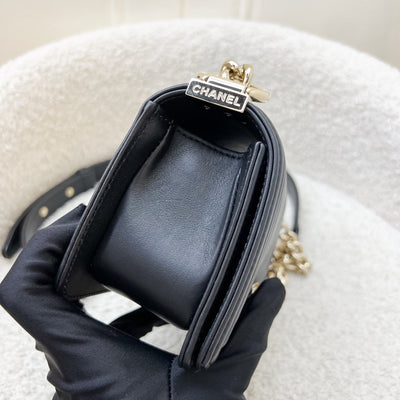 Chanel Micro Boy Flap in Black Chevron Quilted Lambskin and LGHW (Model: A67364)