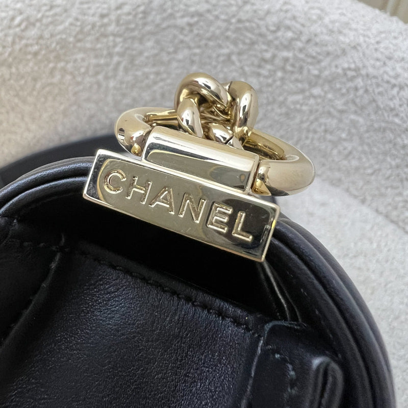 Chanel Micro Boy Flap in Black Chevron Quilted Lambskin and LGHW (Model: A67364)