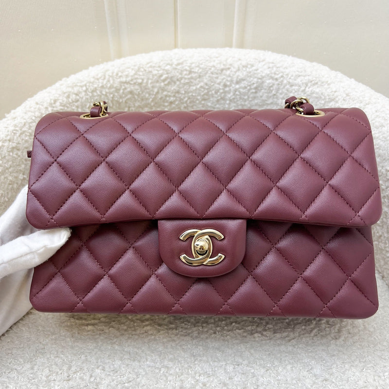 Chanel Small Classic Flap CF in Burgundy Lambskin and LGHW