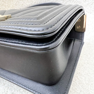Chanel Micro Boy Flap in Black Chevron Quilted Lambskin and LGHW (Model: A67364)