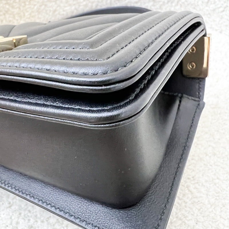 Chanel Micro Boy Flap in Black Chevron Quilted Lambskin and LGHW (Model: A67364)