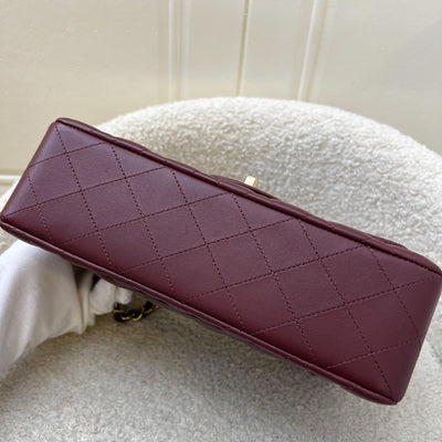 Chanel Small Classic Flap CF in Burgundy Lambskin and LGHW