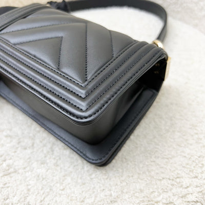Chanel Micro Boy Flap in Black Chevron Quilted Lambskin and LGHW (Model: A67364)