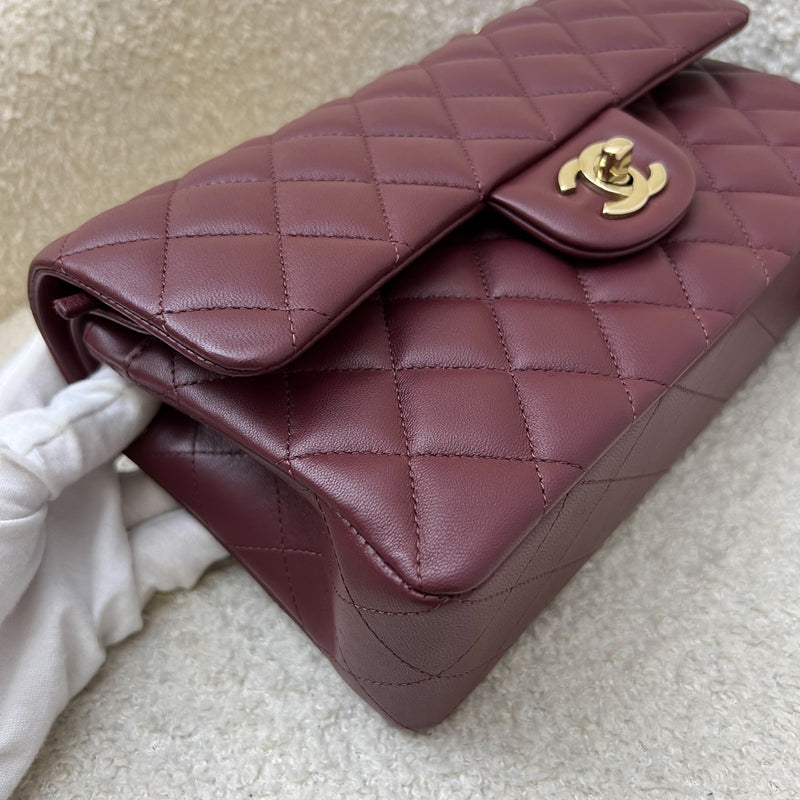 Chanel Small Classic Flap CF in Burgundy Lambskin and LGHW