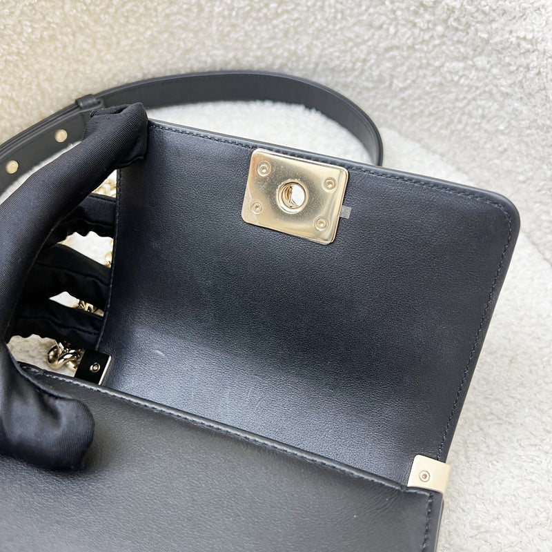 Chanel Micro Boy Flap in Black Chevron Quilted Lambskin and LGHW (Model: A67364)