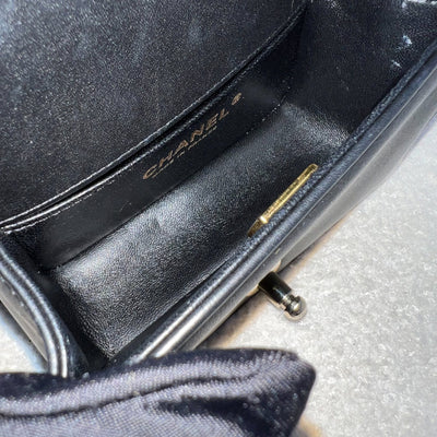 Chanel Micro Boy Flap in Black Chevron Quilted Lambskin and LGHW (Model: A67364)