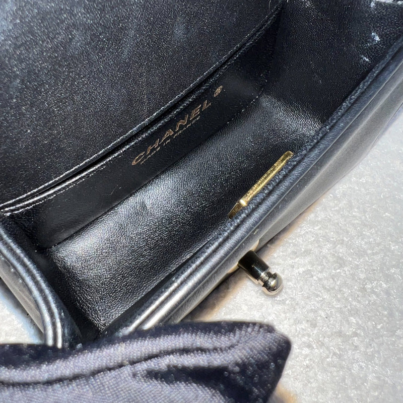 Chanel Micro Boy Flap in Black Chevron Quilted Lambskin and LGHW (Model: A67364)