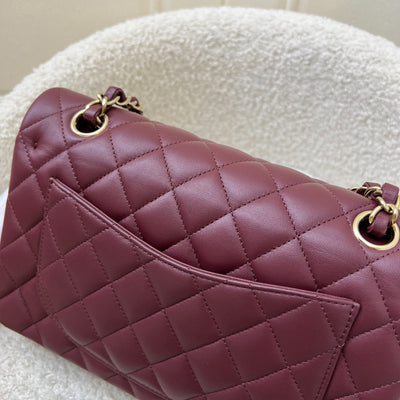 Chanel Small Classic Flap CF in Burgundy Lambskin and LGHW