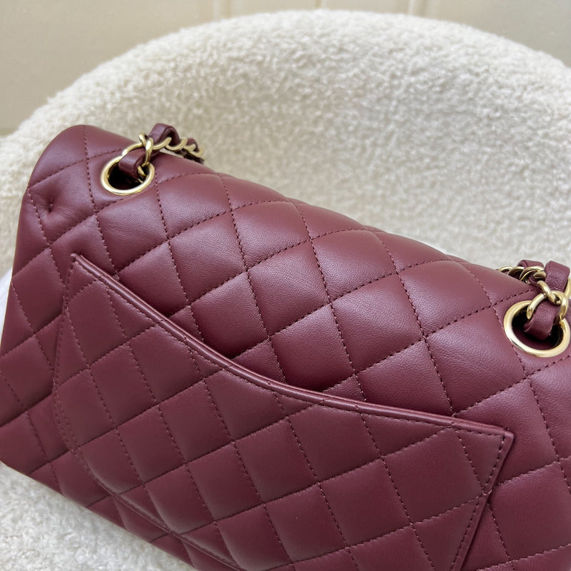 Chanel Small Classic Flap CF in Burgundy Lambskin and LGHW