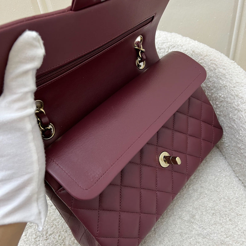 Chanel Small Classic Flap CF in Burgundy Lambskin and LGHW