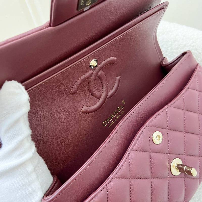 Chanel Small Classic Flap CF in Burgundy Lambskin and LGHW