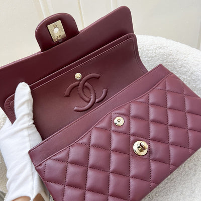 Chanel Small Classic Flap CF in Burgundy Lambskin and LGHW