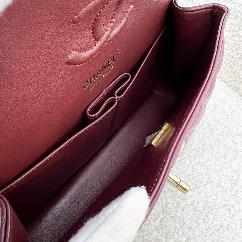 Chanel Small Classic Flap CF in Burgundy Lambskin and LGHW