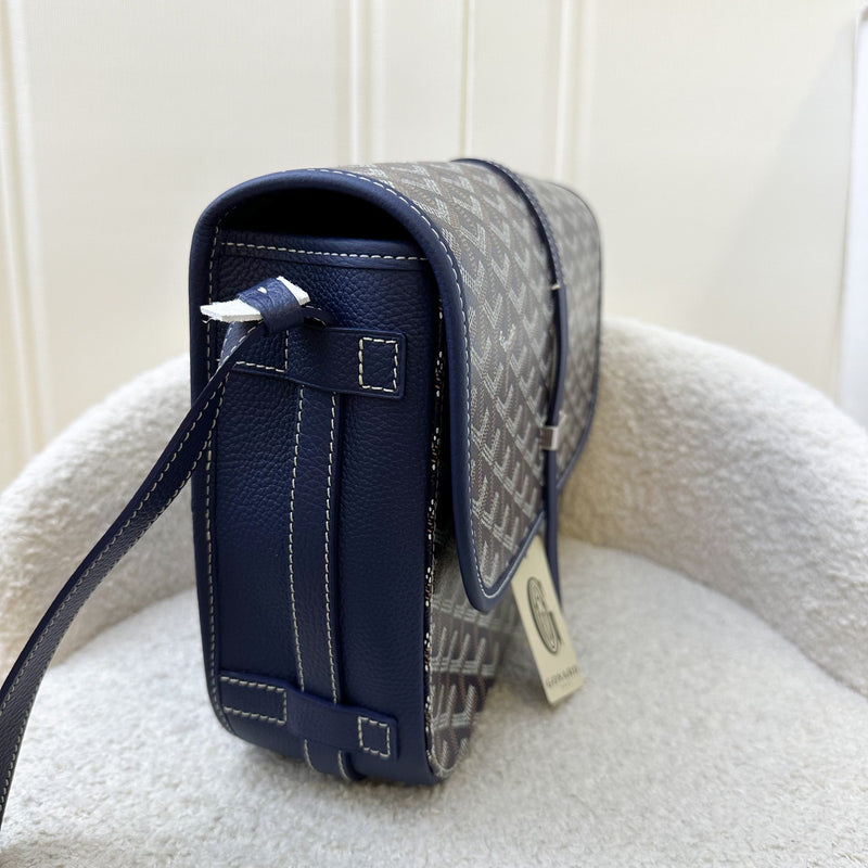 Goyard Belvedere MM in Navy Blue Signature Canvas and SHW