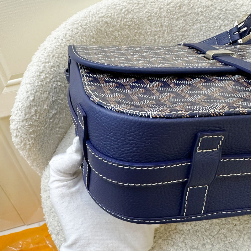 Goyard Belvedere MM in Navy Blue Signature Canvas and SHW