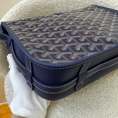 Goyard Belvedere MM in Navy Blue Signature Canvas and SHW