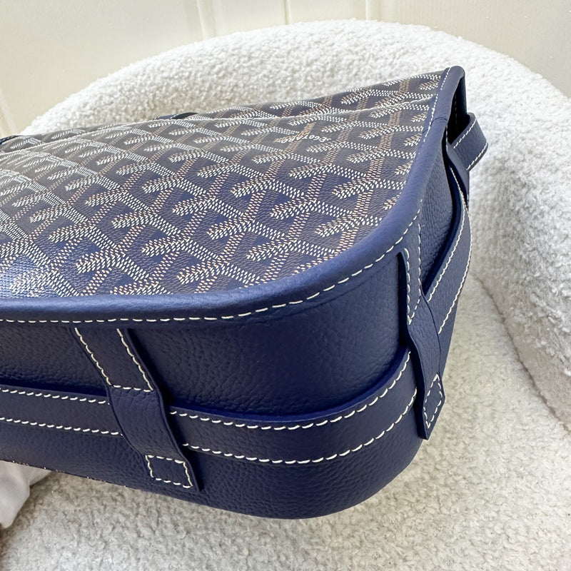 Goyard Belvedere MM in Navy Blue Signature Canvas and SHW